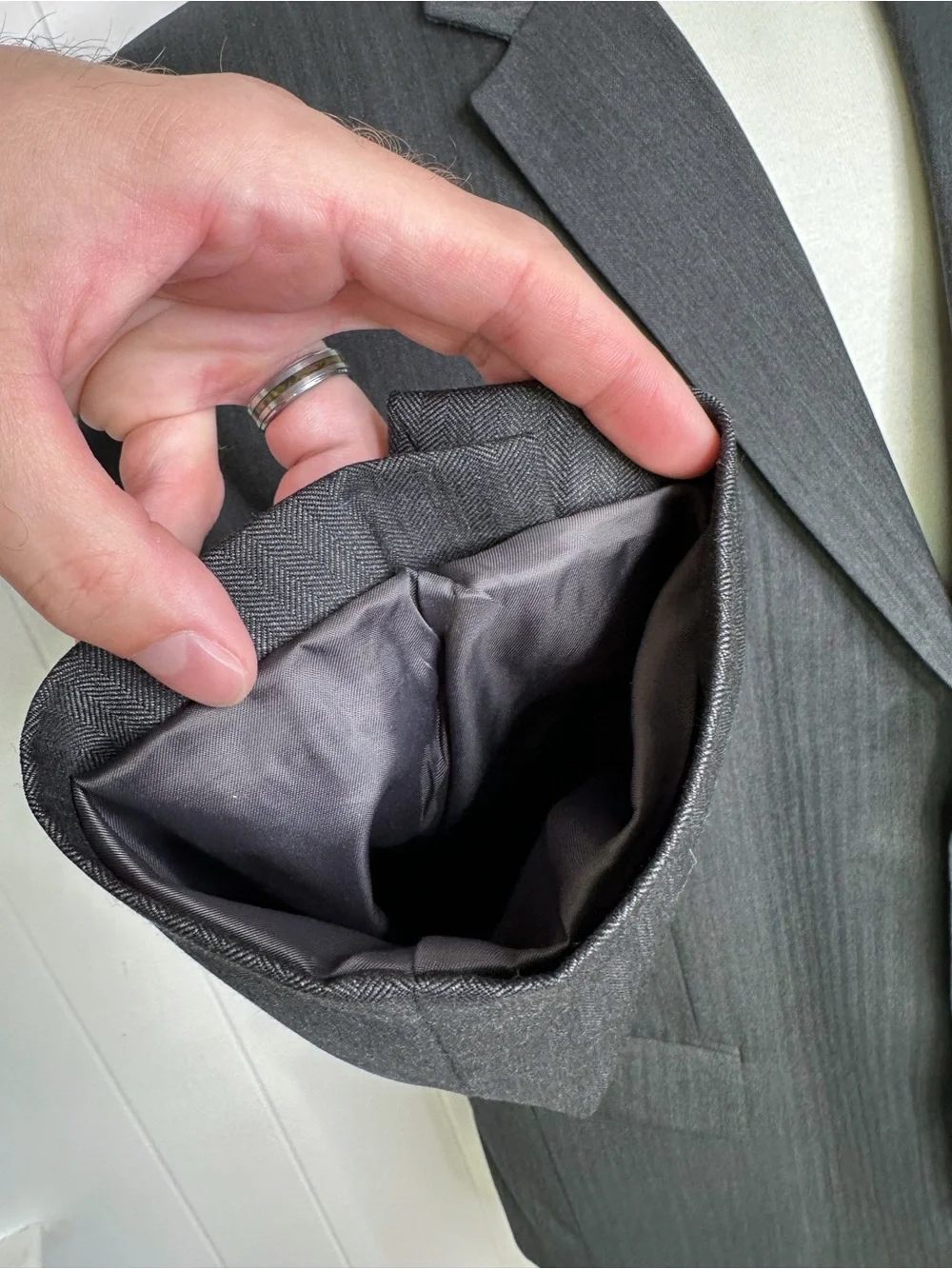 Jos A Bank Charcoal Gray Herringbone SUIT